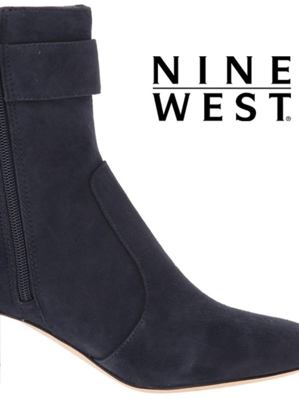 NINE WEST Black Suede Upper 7M Women's Ankle Boots w/Buckle Details 2.25in heels